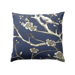Bird & Branch Navy Throw Pillow - Decorative Pillows