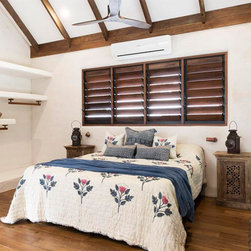 Four bays of Breezway Louvres above a bed - Windows