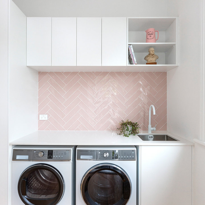 75 Beautiful Laundry Room with Subway Tile Splashback Ideas & Designs ...