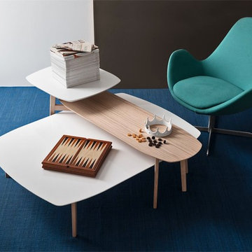 Match Rectangular Coffee Table and Electa Swivel Armchair