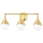 Mitzi Lighting - Mitzi Lighting H416303-AGB Ariana 3 Light Bath Bracket in Aged Brass - Shade/Diffuser Color : Opal Glossy