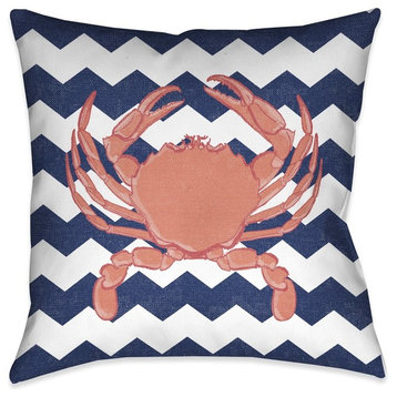 Laural Home Crab Chevron Outdoor Decorative Pillow, 18"x18"