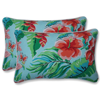 Outdoor/Indoor Tropical Paradise Rectangular Throw Pillow, Set of 2