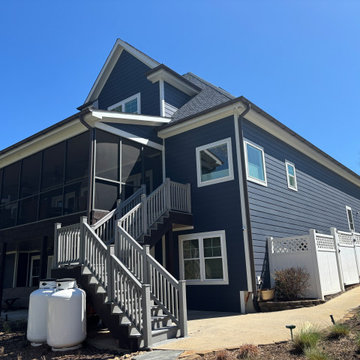 Dark Blue-Gray James Hardie Siding Transformation—Lakefront Home, Fair Play, SC