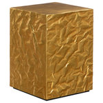 Phillips Collection - Crumpled Pedestal, Small - Sculpted and cast in resin to look like a crumpled metal and hand finished in gold leaf. This pedestal is striking and makes a statement in any space.