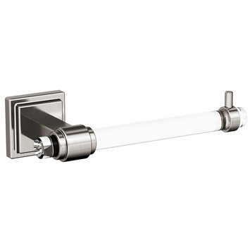 Amerock Glacio Contemporary Single Post Toilet Paper Holder, Clear/Brushed Nicke