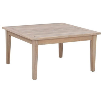 Linon Kori Outdoor Slatted Top Acacia Wood Square Coffee Table in Natural Stain