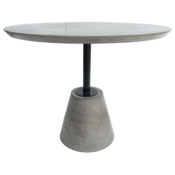Modrest Nathrop Grey Concrete and Black Metal Round Dining Table