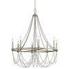 Beverly 8 Light 36" Chandelier, French Washed Oak-Distressed White Wood