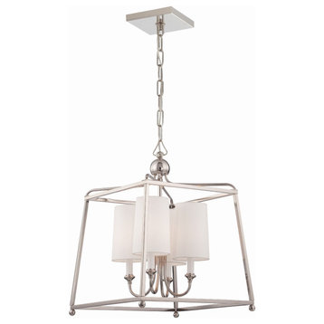 Crystorama 2245-PN 4 Light Chandelier in Polished Nickel with Silk