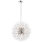 Elegant - Elegant Solace 12-LT Pendant 3507D24C Chrome - Solace collection features clear crystal beads strung on thin chome wires bursting from the center. The modern pendant is an eye-catching design that embellished with several clear crystals transforming the luminous globe to a work of art. Make a statement or set the mood in your living room, dining room, or foyer with this gorgeous style.