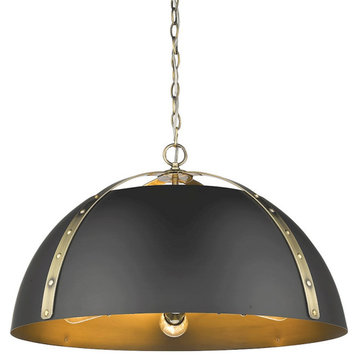 Golden Lighting Aldrich 5-Light Pendant, Aged Brass/Black, 6928-5PAB-BLK