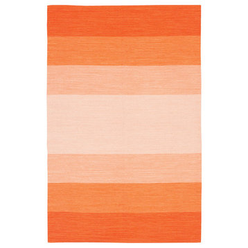 India Contemporary Area Rug, Orange and Cream, 5'x7'6" Rectangle