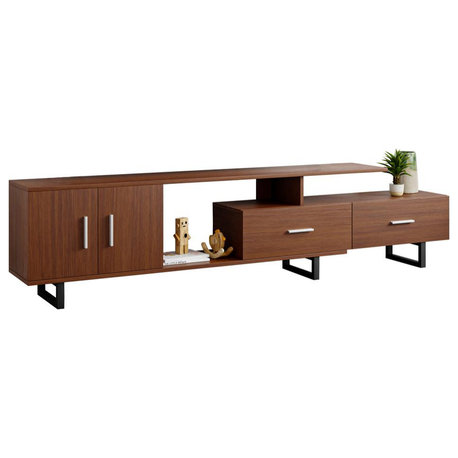 Avery Mid-Century Modern TV Stand with MDF Cabinet and Powder Coated Steel Legs