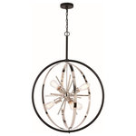 Vaxcel - Vaxcel - Estelle 6-Light Pendant in Mid-Century Modern and Sputnik Style 38 - Collection: Estelle, Material: Steel, Finish Color: Polished Nickel, Width: 5.75", Height: 9", Depth: 6.75", Chain Length: 72", Lamping Type: Incandescent, Number Of Bulbs: 6, Wattage: 60 Watts, Dimmable: Yes, Moisture Rating: Dry Rated, Desc: Mid-century meets modern with this timeless and uniquely artistic sputnik light fixture from the Estelle ceiling light collection. This hanging pendant light will add elegance and drama to your dining room, living room, foyer, kitchen island, or bedroom. The open orb globe shape modernizes this chandelier for today's on-trend decors while providing maximum lighting. Also available in multiple configurations, sizes, and finishes that will complement any space.   Assembly Required: Yes / Back Plate Height: 8.00 / Back Plate Width: 4.75 / Canopy Diameter: 5.12 / Sloped Ceiling Adaptable: Yes / Bulb Shape: ST64 / Dimable: Yes. ,-Estelle 6-Light Pendant in Mid-Century Modern and Sputnik Style 38 Inches Tall and 26.75 Inches Wide-Polished Nickel Fin-mid, century, modern, sputnik, chandelier,, globe, chandelier-P0342