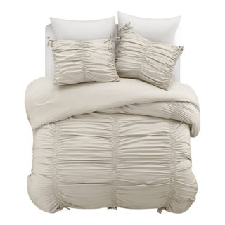 7-Piece White & Gold Stripe Embellished Comforter Set, Queen, Sold by at Home