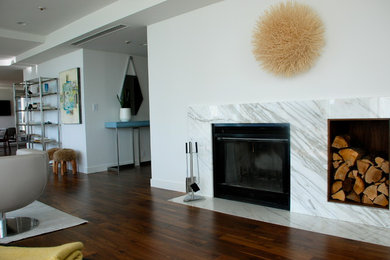 Trendy living room photo in Boston