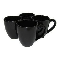 Le Souk Ceramique - Le Souk Ceramique Stoneware Tea/Coffee Cups, Set of 4, Black, Black - Teacups