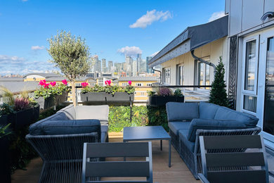 Inspiration for a medium sized modern roof rooftop terrace.
