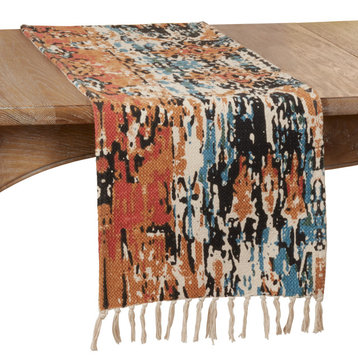 Rug Runner With Distressed Design, Rust