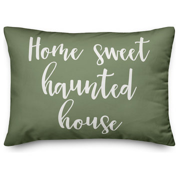 Home Sweet Haunted House Lumbar Pillow, Green, 14"x20"