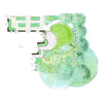 Circular Garden Design in Slate and Purple
