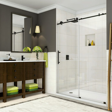 Aston Coraline Completely Frameless Sliding Alcove Shower Door with StarCast Coa