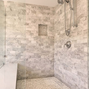 Modern Carrara Marble Bathroom Remodel, Andover, MA