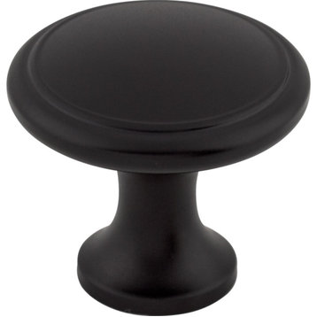 Top Knobs M378 Ringed 1-1/8 Inch Mushroom Cabinet Knob - Flat Black