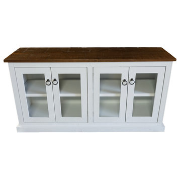 60" Rustic Two Tone Sideboard Buffet, Bright White