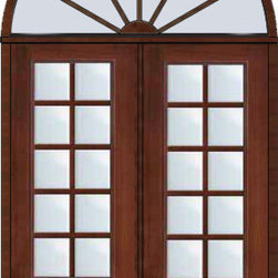 Prehung French Transom Double Door 96 Fiberglass 3/4 Lite 10 Lite - Patio Doors