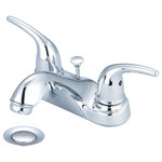 Olympia Faucets - Accent Two Handle Bathroom Faucet, Polished Chrome - Two Handle Lavatory Faucet Lever Handles 4-1/8" Reach, 1-3/4" From Deck to Aerator Washerless Cartridge Operation 3-Hole 4" Installation 50/50 Pop-Up Drain Assembly With 1.5 GPM Flow Rate