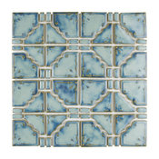 Luna Porcelain Mosaic Floor and Wall Tile, Diva Blue, Sample Card, 3"X4"