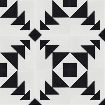 8"x8" Code Talker, Handcrafted Cement Tiles, Set of 16