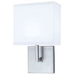 Norwell Lighting - Norwell Lighting 8985-BN-WS Maxwell - One Light Wall Sconce - This transitional sconce is made with a square bacMaxwell One Light Wa Brush Nickel White F *UL Approved: YES Energy Star Qualified: n/a ADA Certified: n/a  *Number of Lights: Lamp: 1-*Wattage:60w Edison bulb(s) *Bulb Included:No *Bulb Type:Edison *Finish Type:Brush Nickel