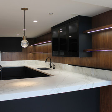 Walnut Wood Melamine & Black Fenix