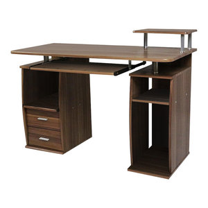 Large Desk Table Mdf With Sliding Keyboard Tray With Drawers And