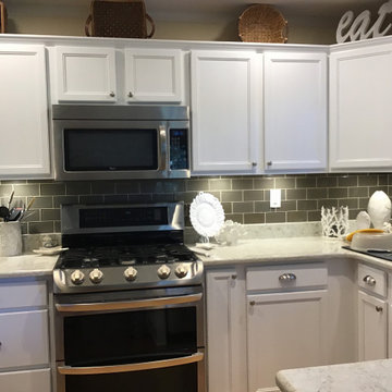 Dark Maple cabinets finished in Ultra Pure White