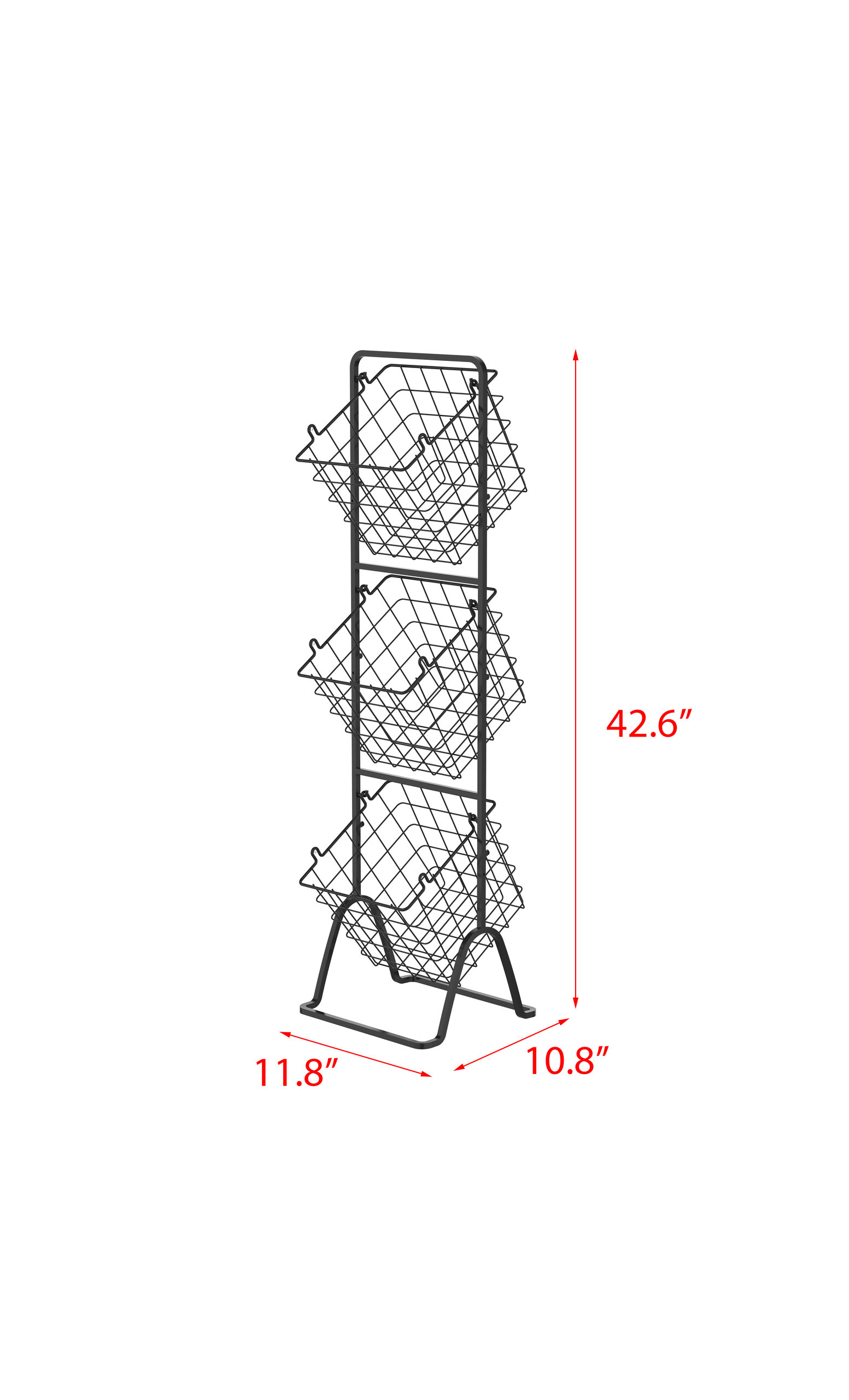 3-Tier Metal Wire Storage Basket Stand with Removable Baskets – Black ...