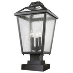Z-Lite - Z-Lite 539PHBS-SQPM-BK Bayland 3 Light Outdoor Pier Mount Light in Black - The Bayland family features clear seedy glass set against its black colored frame. The multi stepped top crowns this elegant fixture. The fixtures are constructed high quality cast aluminum.