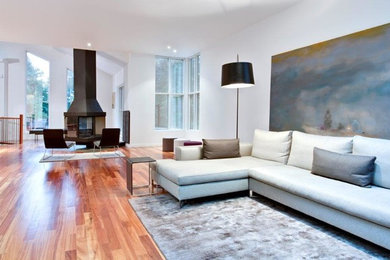 Living room - modern living room idea in Montreal