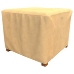 Budge - Budge All-Seasons Square Patio Table Cover / Ottoman Cover Small (Nutmeg) - The Budge All-Seasons Square Patio Table Cover / Ottoman Cover, Small provides high quality protection to your outdoor side table, ottoman or coffee table. The All-Seasons Collection by Budge combines a simplistic, yet elegant design with exceptional outdoor protection. Available in a neutral blue or tan color, this patio collection will cover and protect your square patio table cover, season after season. Our All-Seasons collection is made from a 3 layer SFS material that is both water proof and UV resistant, keeping your patio furniture protected from rain showers and harsh sun exposure. The outer layers are made from a spun-bonded polypropylene, while the interior layer is made from a microporous waterproof material that is breathable to allow trapped condensation to flow through the cover. Our waterproof ottoman covers feature Cover stays secure in windy conditions. With our All-Seasons Collection you'll never have to sacrifice style for protection. This collection will compliment nearly any preexisting patio decor, all while extending the life of your outdoor furniture. This patio square table cover measures 20" High x 22" Wide x 22" Long.