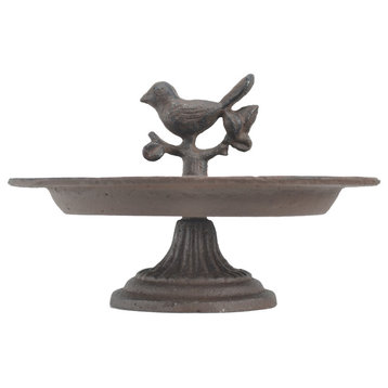Decorative Cast Iron Pedestal Bird Feeder, Chickadee, 8"