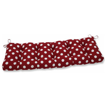 Polka Dot Red 60x18" Outdoor Tufted Bench/Swing Cushion