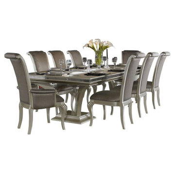 Aico Amini Hollywood Swank 9 PC Dining Set Rectangular Dining Table in Pearl