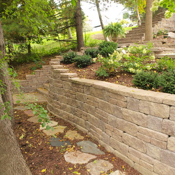 Concrete Block Raised Patio with Allan Block Retaining Walls