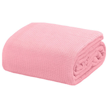 Crover Collection All Season Thermal Waffle Cotton Blanket, Orchid Pink, King