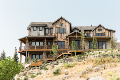 Rustic exterior home idea in Salt Lake City