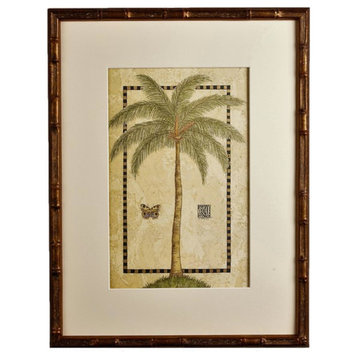 Tropical Palm in Golden Bamboo Artwork