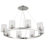 Quorum - Quorum 6184-8-65 Stadium - 8 Light Chandelier - This transitional, single-tier chandelier boasts aStadium 8 Light Chan Satin Nickel ChiseleUL: Suitable for damp locations Energy Star Qualified: n/a ADA Certified: n/a  *Number of Lights: 8-*Wattage:60w Medium Base bulb(s) *Bulb Included:No *Bulb Type:Medium Base *Finish Type:Satin Nickel